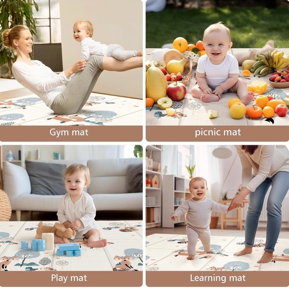 Baby Play Mat, 59" X59 " Extra Large Foldable Baby Mat for Playtime & Tummy Time - Picture 7 of 9